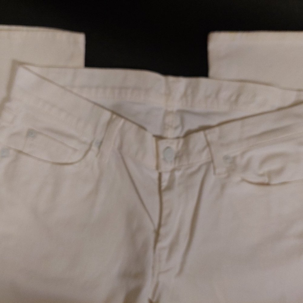 Seven For All Mankind White Denim Skinny Jeans Size 31 - Inseam 34 - Picture 4 of 16